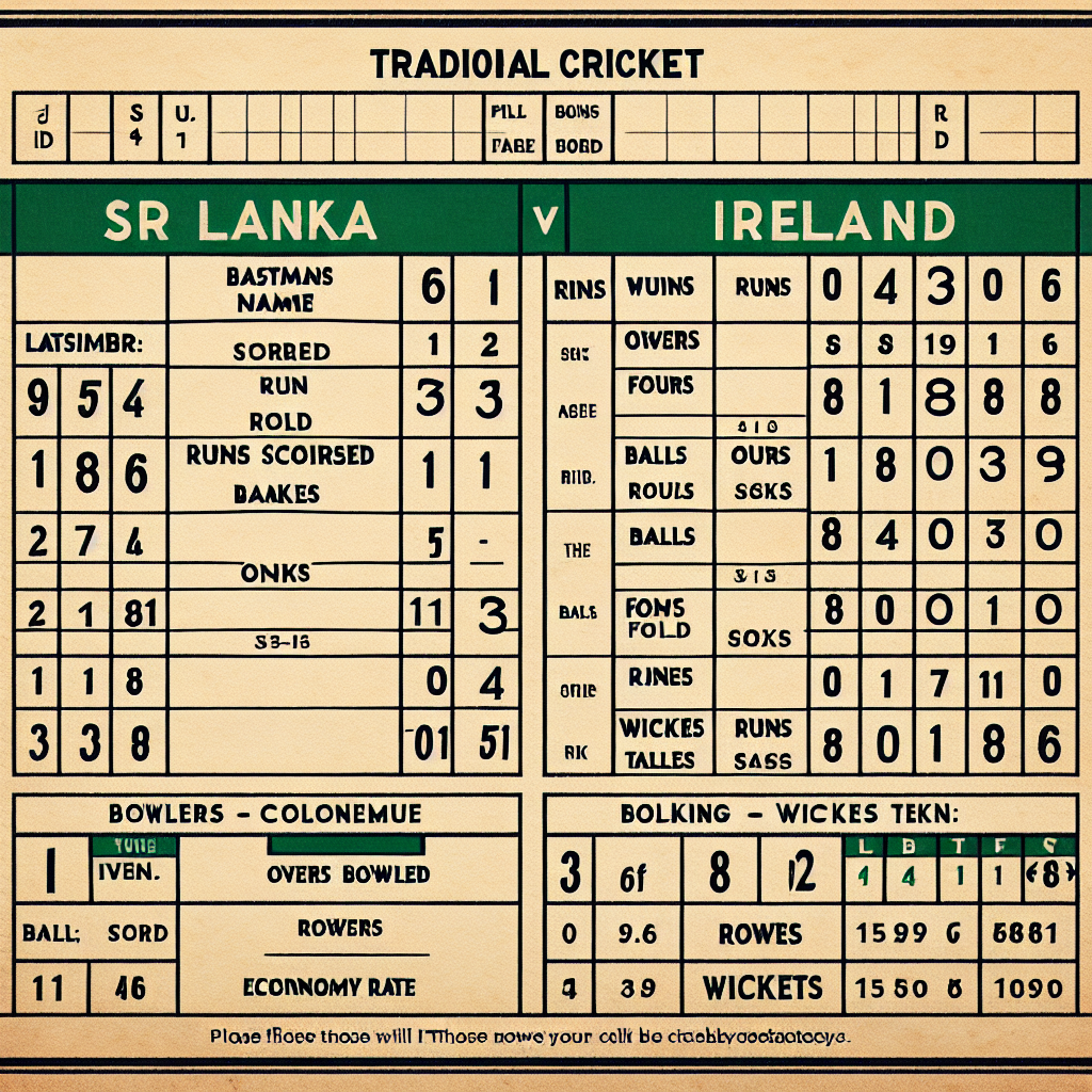 sl vs ire t20 scorecard